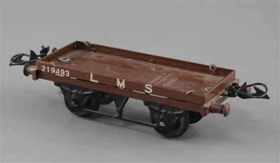 An LMS flat wagon by Hornby, boxed No 219493